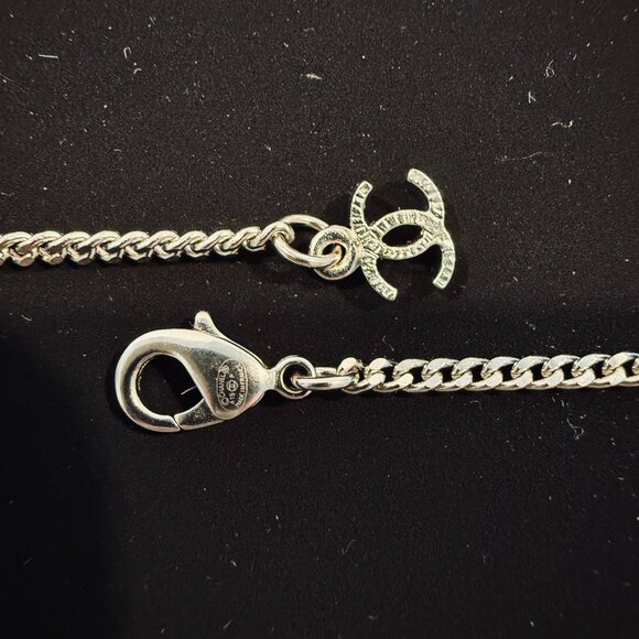 NWOT CHANEL BLUE Baguette CC Crystal Necklace and Earring Set - Picture 8 of 13